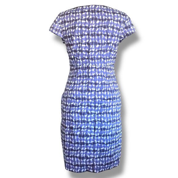 Boden Womens Sheath Dress Sz 8 Blue White Cotton Pockets Retro Preppy Cap Sleeve - Picture 7 of 9